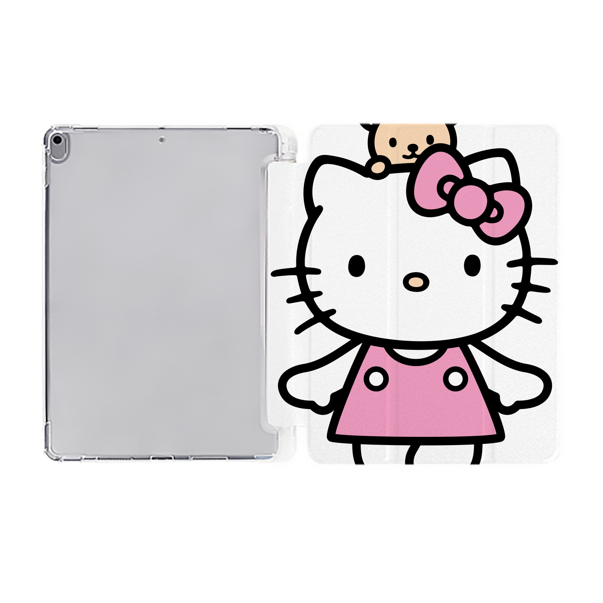 （画像用） Hello Kitty ハローキティ IPad ケース ペン収納付き 三つ折りスタンド PUレザー×シリコン 対応機種9.5/10.5/10.9インチ